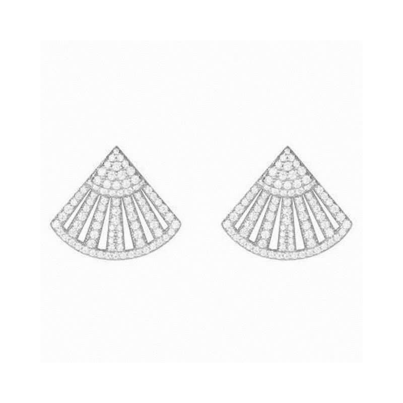 APM Monaco Elegant Fan-Shaped Diamond Stud Earrings